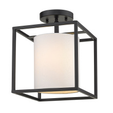 Golden 2243-1SF BLK-MWS - Golden Lighting Manhattan 1-light Semi-Flush Mount in Matte Black